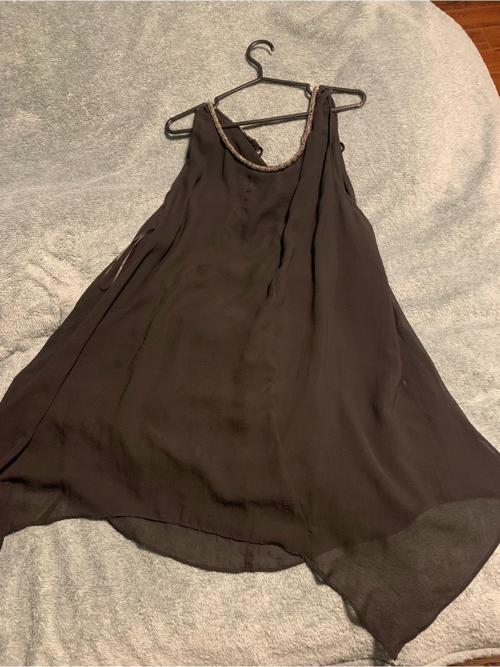 Penningtons Black Beaded-Trim Sleeveless Chiffon Tunic